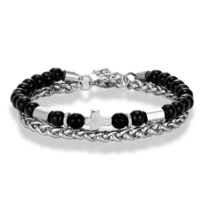 

Браслет из нержавеющей стали с бусинами, Ювелирные изделия, Голова льва, Крест, Браслет из титановой стали