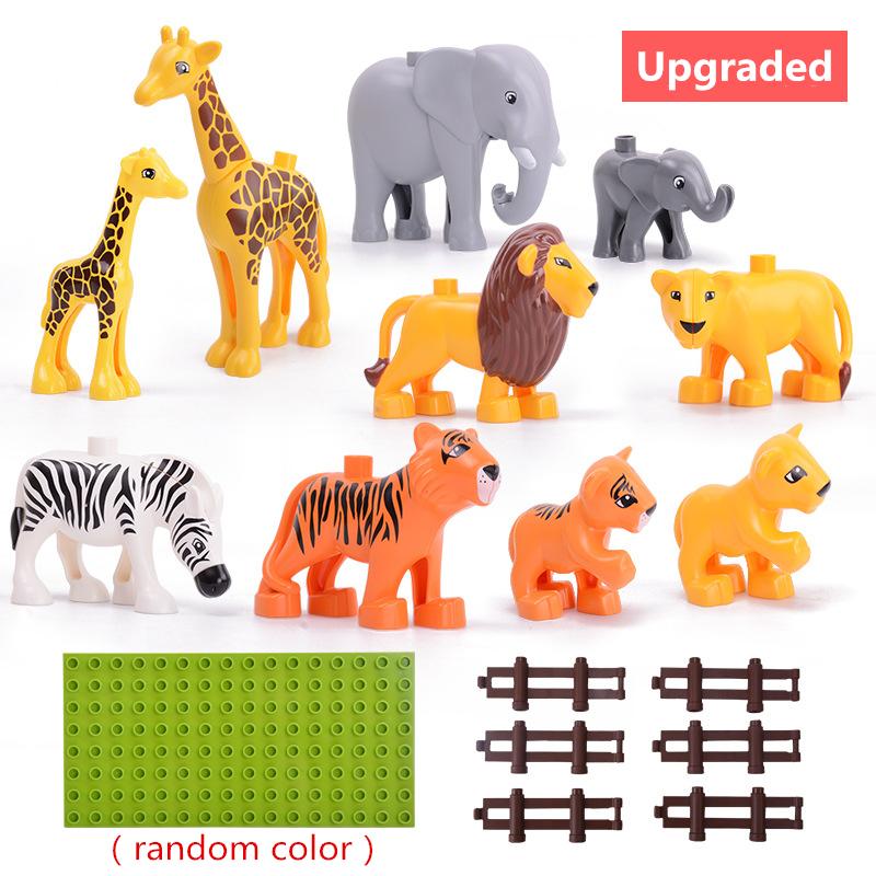 Large Particle Building Blocks Animal Scene Series Zoo World Tigier Lion Giraffe Whale Deer Bricks Toys  For Kids Christmas Gift