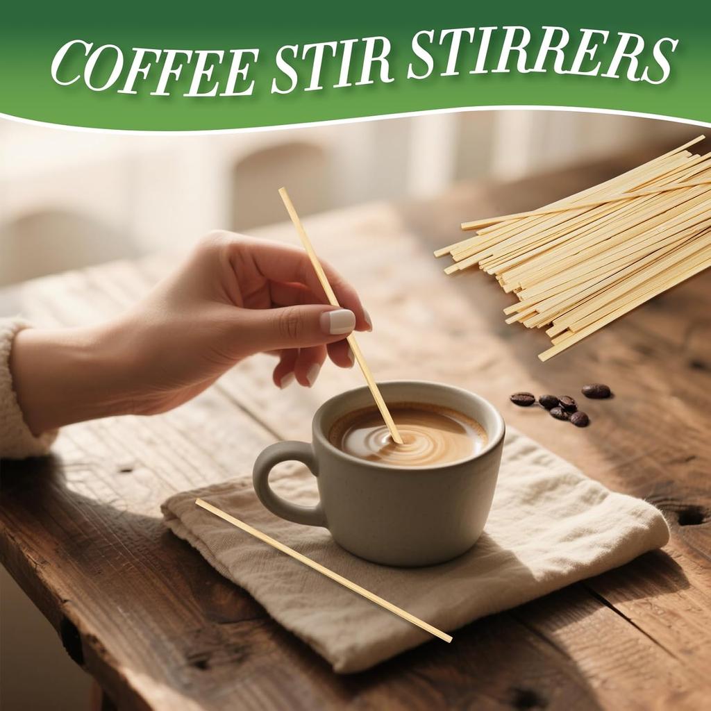 1000pcs Sip Stirrers - 5.5 inch Coffee Stir Sticks Hot Drink Beverage Stirring Swizzle Stir Sticks Biodegradable Stirring Sticks for Coffee, Tea, and
