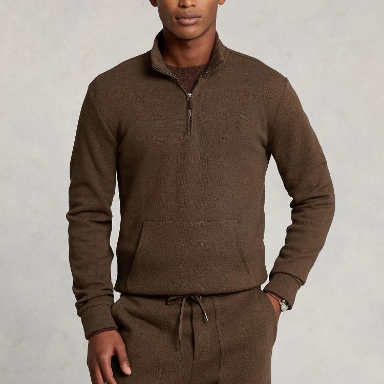 Polo Ralph Lauren Ss23 Quarter Zip Pullover Sweatshirt Men Sweatshirt Brown MNPOKNI16822597-200