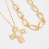 Kreativní design Zlatá barva Vícevrstvý Kříž Přívěsek Náhrdelník Žena Temperament Klíční kost Řetízek Šperky Imitace Perlový Náhrdelník