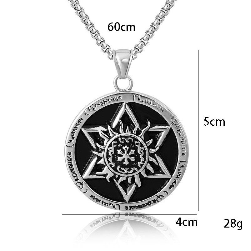 Ancient Egyptian God Of War Retro Relief Hexagonal Star Lotus Necklace, Men'S Cool Personalized Versatile Jewelry