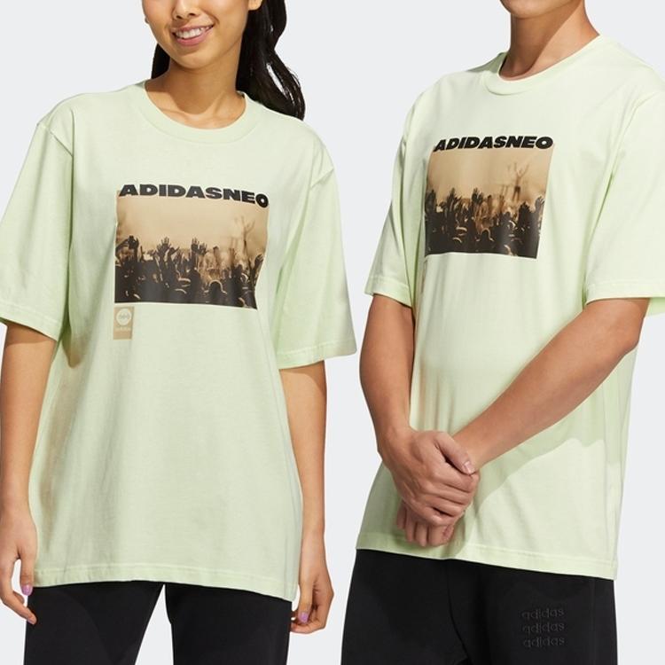 Adidas Neo Photo Print Sports Logo Tee Unisex Tops Acid-Green HC9745