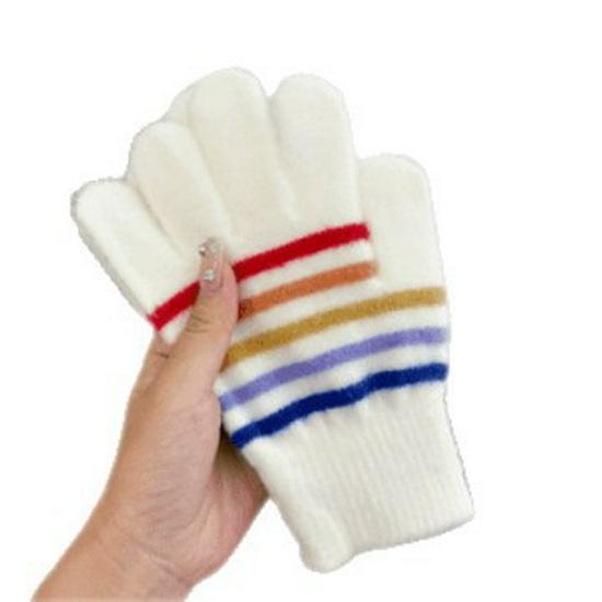 Personalized Korean Style Striped Winter Gloves - Color Block Design