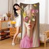 1pc Nordic Boho Fashion Glasses Woman With Flowers Beach Towel Bath Towels For Microfiber Quick Dry Sand Yoga Gym Pool