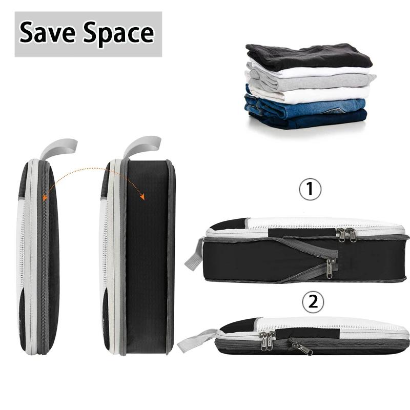 6Pcs/Set Travel Portable Clothes Storage Bags Lightweight Suitcase Bag Compressed Packing Cubes Luggage Bags Organizer Bags