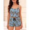 Women's Butterfly Print 2-Piece Loungewear Cami Top & Shorts Pajama Set Soft Milk Silk Sleepwear