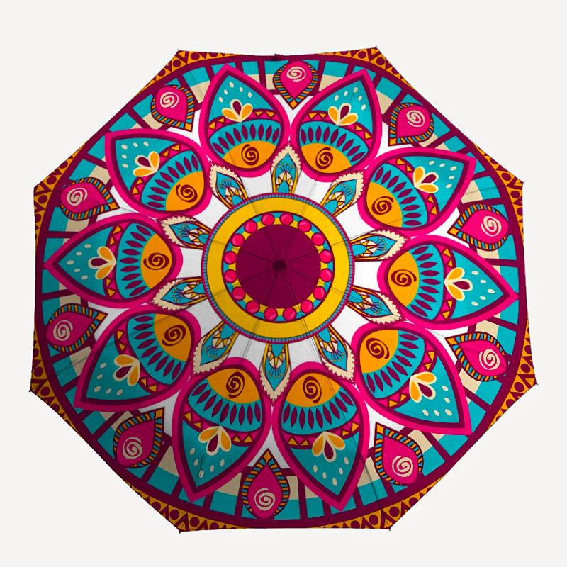 

1pc Mandala Artwork Automatic Open/Close Umbrella, Umbrella with cartoon Design, Portable Compact Umbrella for Men & Women, Good Holiday Gif