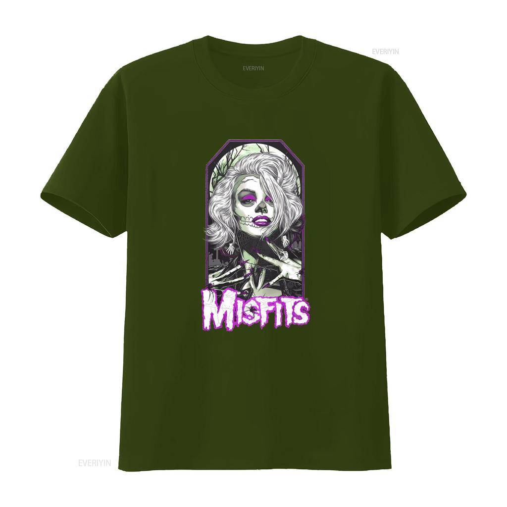 Misfits Female Sugar Skull Punk Rock Gothic T Shirt for Men vintage Washed Comfortable streetwear Unisex graphic