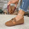 Women's Shoes Spring and Autumn New Korean Round Toe Shallow Metal Buckle Low Heel Flat Comfortable Casual Single Shoes