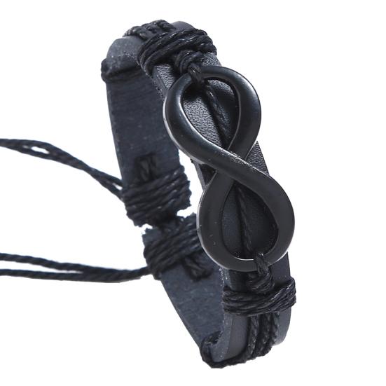 Männer Frauen 8-Form Geflochtenes Seil Kunstleder Armband Armband Paar Schmuck