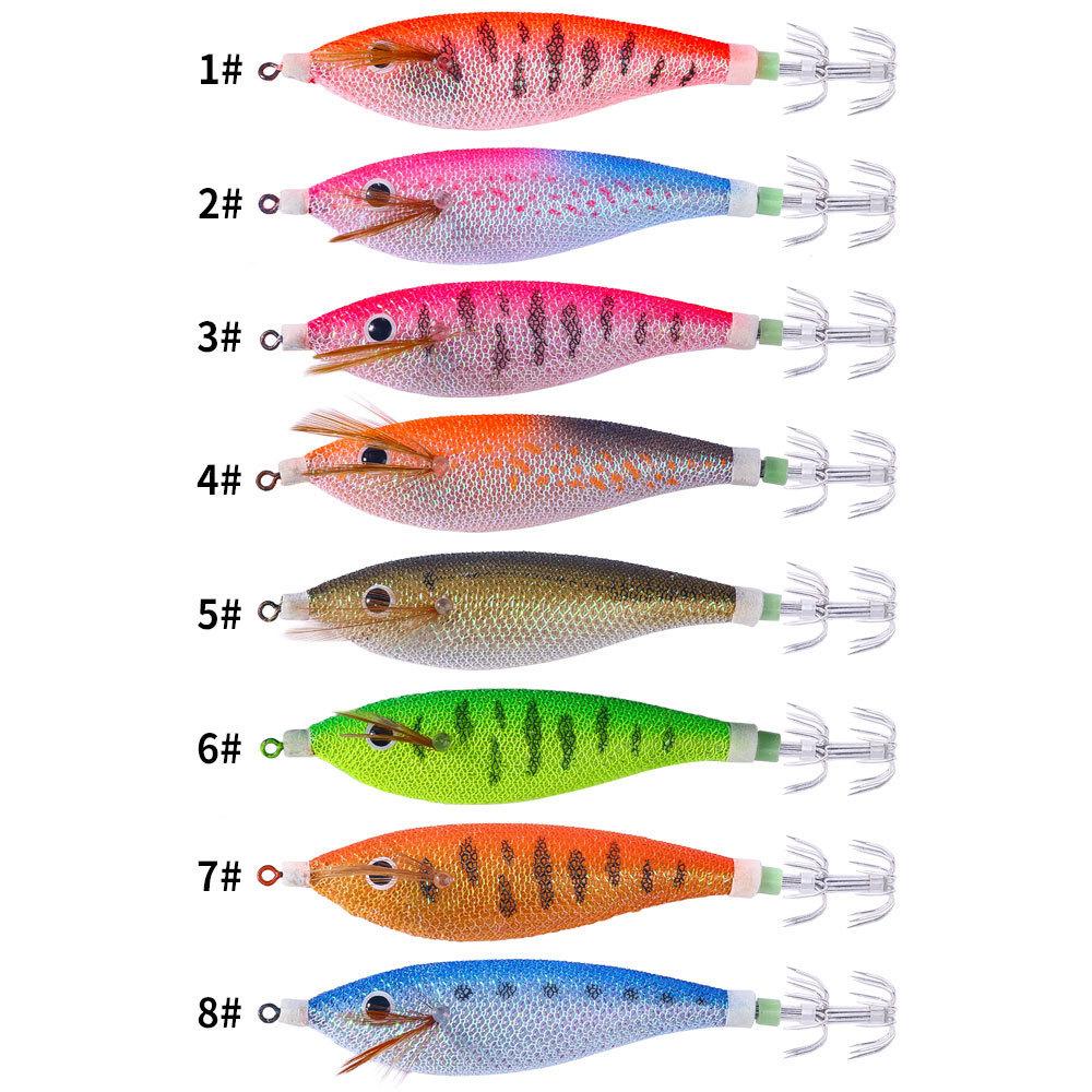 Luminous Wooden Shrimp Lure11CM13GSet of Universal Squid Hooks for Saltwater and Freshwater Fishing Hard Bait Fishing Lure