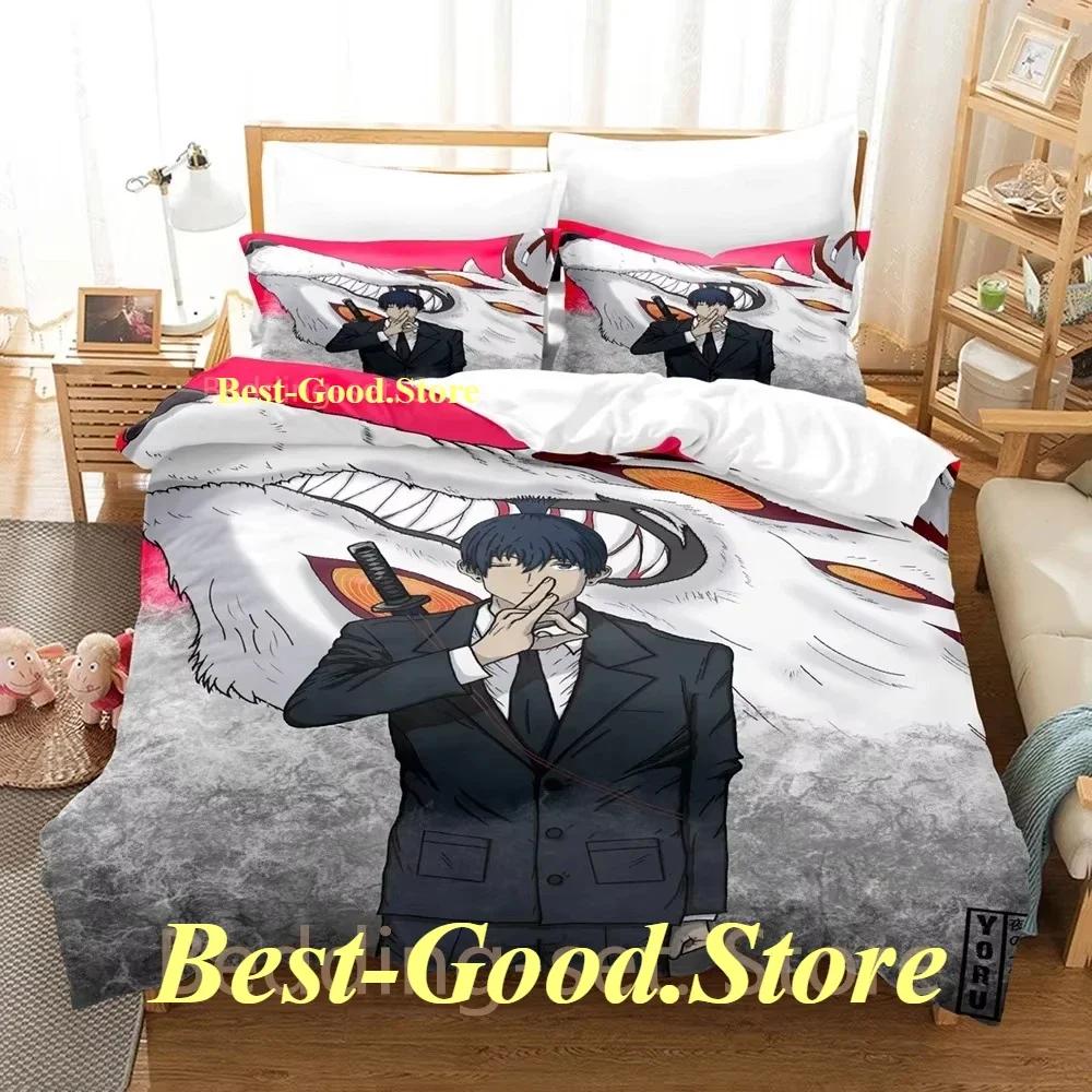 Fox Dveil Kon chainsaw man Bedding Set Printed Bed Set With Pillowcase Bed Duvet Cover Single Double Queen Super King Size