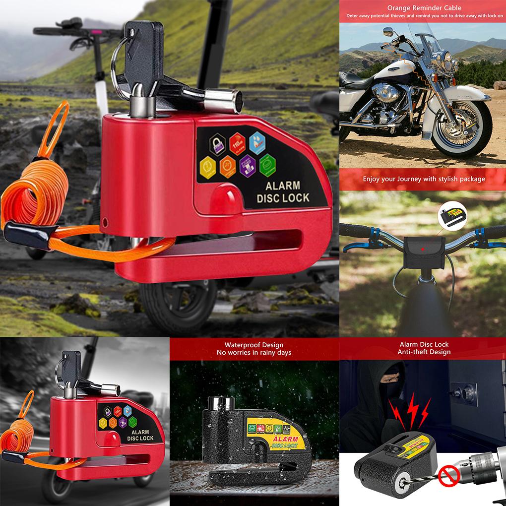 Motorcycle Disc Brake Sound Waterproof Security Lock Alarm Reminder Cable