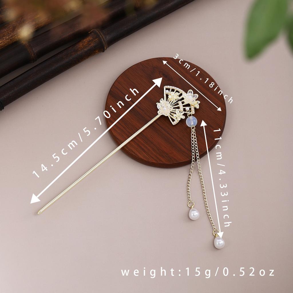 Retro Advanced Sense of The Long Section Tassel Step Shaking Ancient Wind Hairpin Chinese Dress Cheongsam Accessory Fan Hair Accessories Female