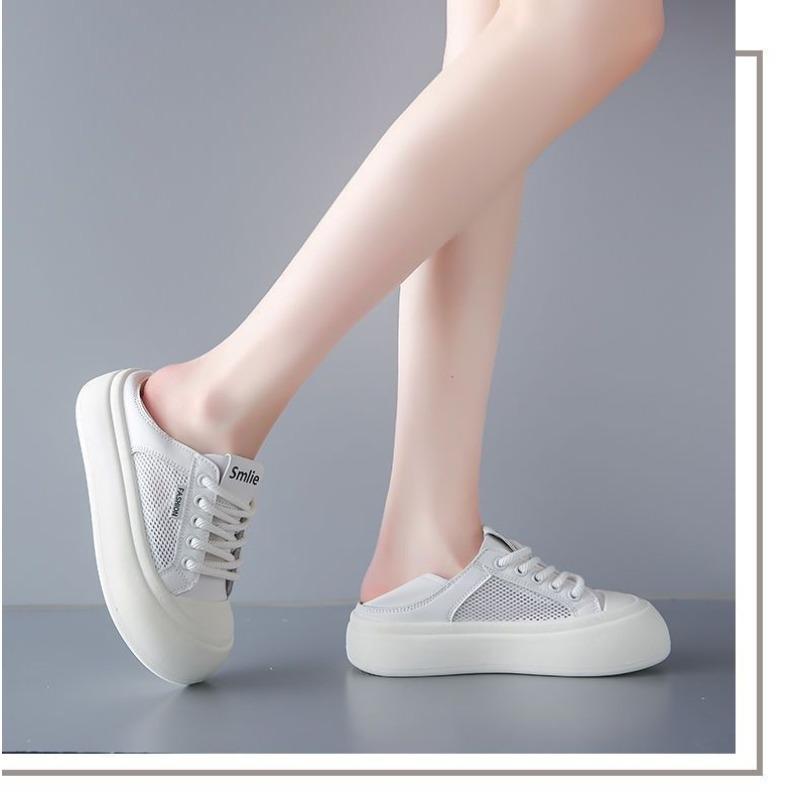 Ugly Cute Big-headed Bread Shoes for Women's Summer New Mesh Breathable Thick-soled Versatile Two Wear Casual Little White Shoes