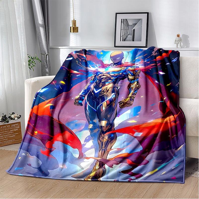 3D One Punch Man Saitama Cartoon Anime Soft Blanket,Soft Throw Blanket for Home Bedroom Bed Sofa Travel Cover Child Gift