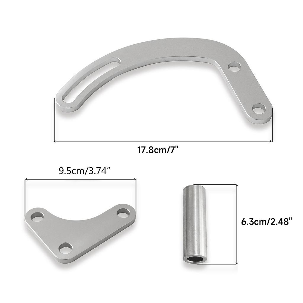 SBC Power Steering Pump Bracket 350 V-Belt Slotted Adjustable LWP for Chevy 350 Small Block Long Water Pump
