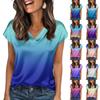 Wom3en Stain Tops Short Sleeve Blouse V Neck Shirts Business Casual Outfits