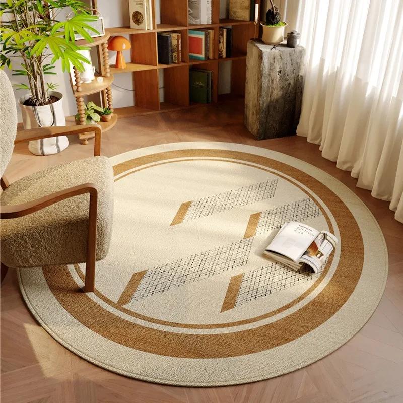 Round Nordic Minimalist Floral Geometric Abstract Pattern Carpet Soft NonSlip Rug For Living Room Reading Nook Home Decor