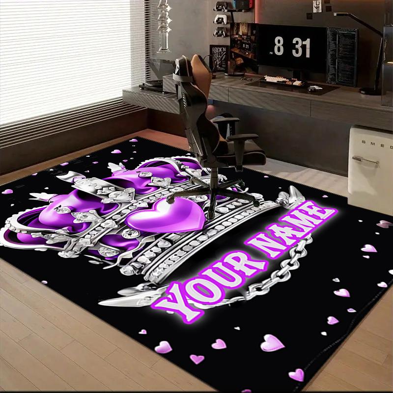 1PC Custom Name Royal Crown Theme Floor Mat Ideal for Living Room, Game Rooms, Office, Bedroom,Floor Mat Playful Design