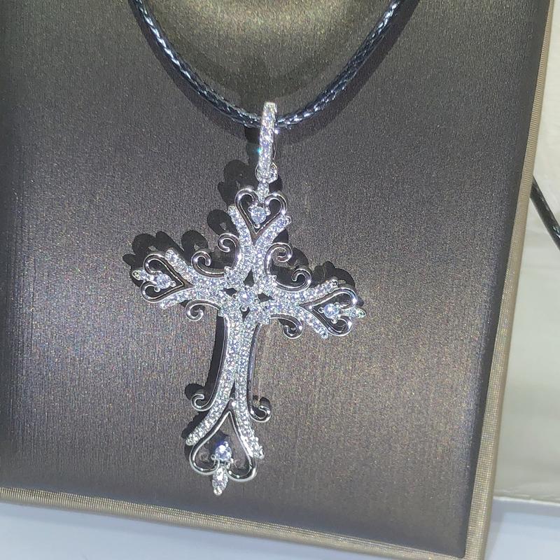 

925 Silver Gothic Dark Style Cross Pendant Necklace Rock Punk Goth Fashion Necklaces For Women Men Jewellery Design Mystical Gif білий
