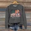 Ladies Fashion Casual Long Sleeve Printed Round Neck  Pullover Top