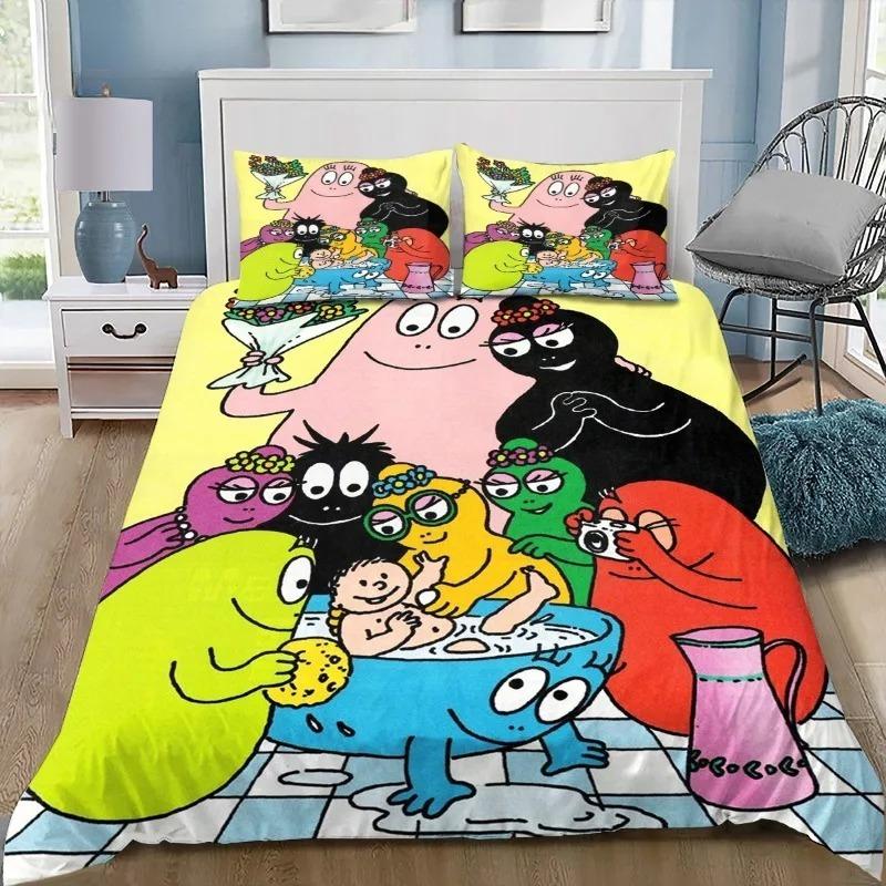 3D Printed Barbapapa Bedding Set for Boys Girls Duvet Cover And Pillowcase Included Twin Queen King Full Single Double Sizes