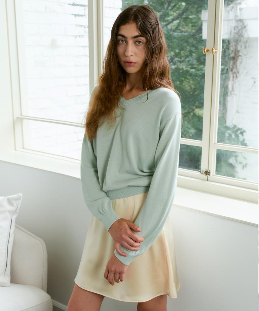 38COMEONCOMMON Regular Cotton V-Neck Knit (Mint)