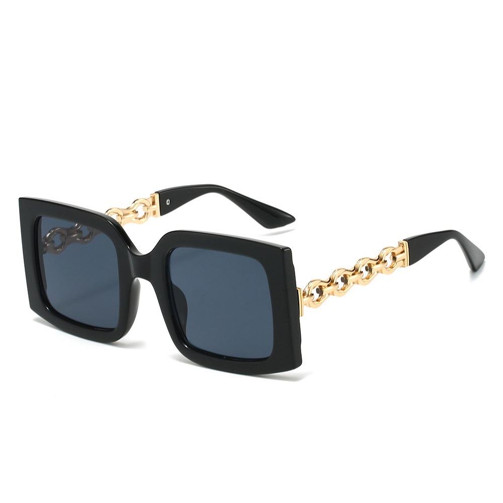 JYL TS Sunglasses UV Square Large Frame Chain/3242
