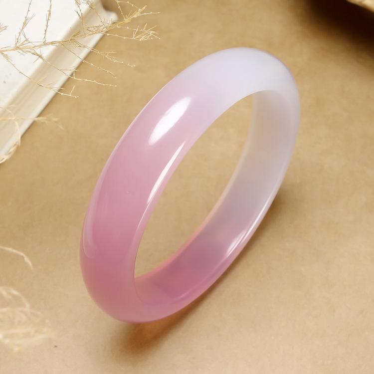 

Браслет из натурального ледяного светло-розового халцедона, модный браслет с агатовым амулетом, нефритовый браслет для женщин, подарок 56-58mm