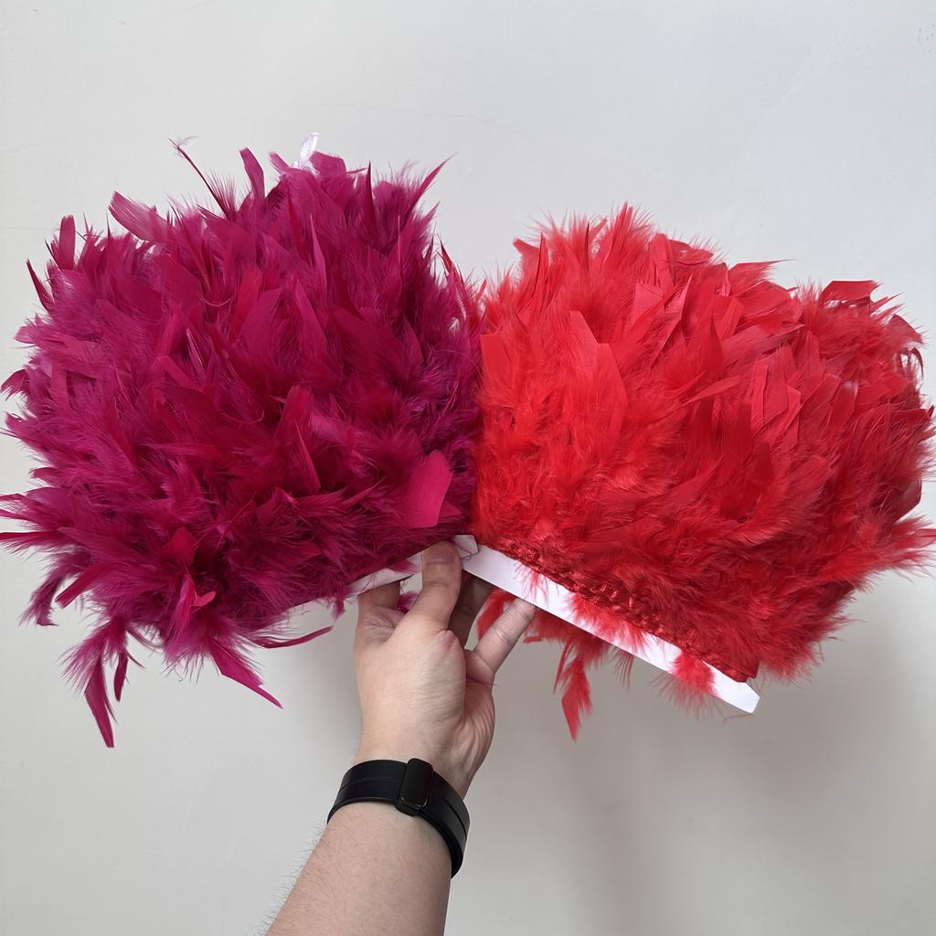 1/2/5/10 Meters Red Turkey Feather Trim Ribbon Luxury Wedding Dress Sash Decoration Bridal Bouquet Sewing Craft Diy Accessory