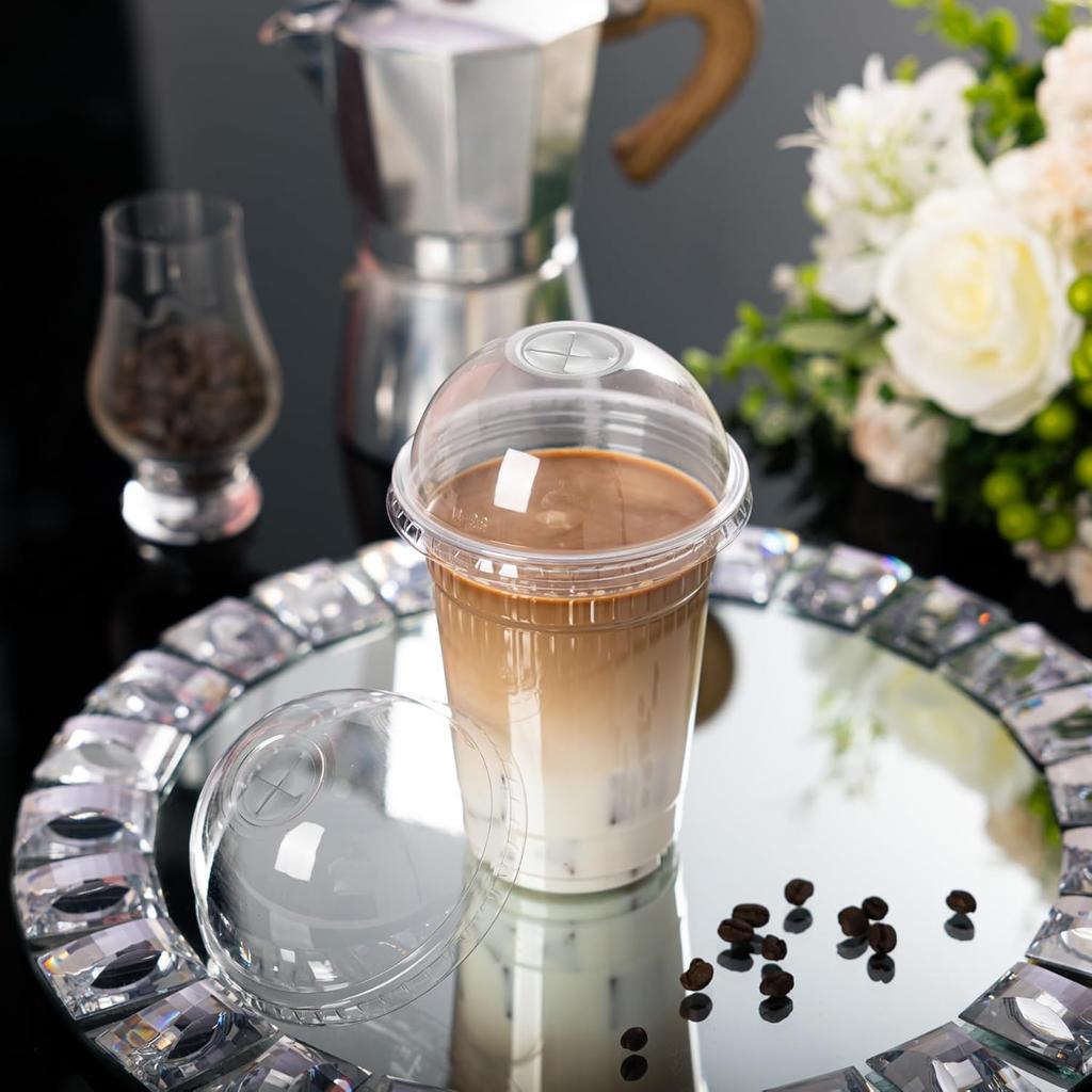 20 Clear Plastic Fruit Cups with Dome Lids PET Disposable Parfait Crystal Cups Suitable for Dessert Ice Cream and Cake Ideal for