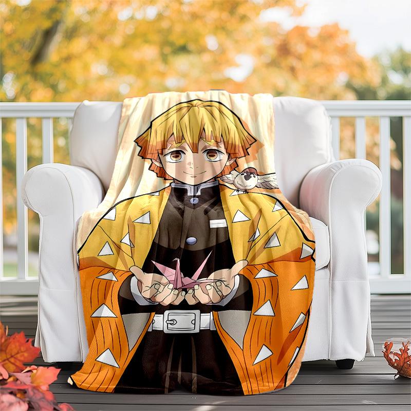 1pc Agatsuma Zenitsu Theme Blanket - Digital Print, Polyester, Cozy for All Seasons, Perfect for Outdoor, and Travel