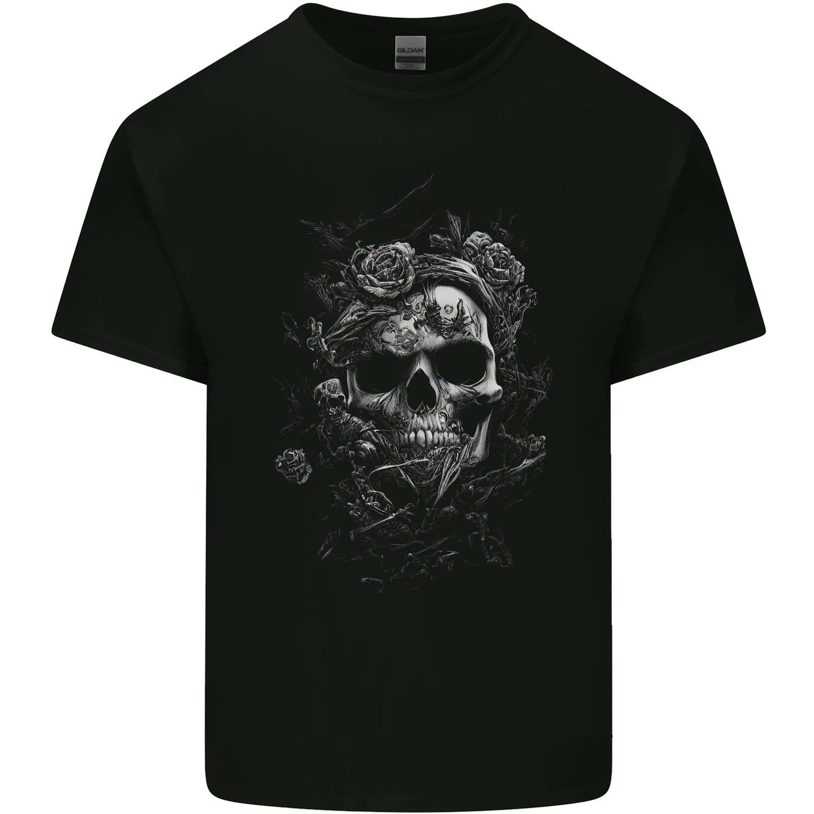 Dark Skull Dark Heart Gothic Goth Kids T-Shirt Childrens S