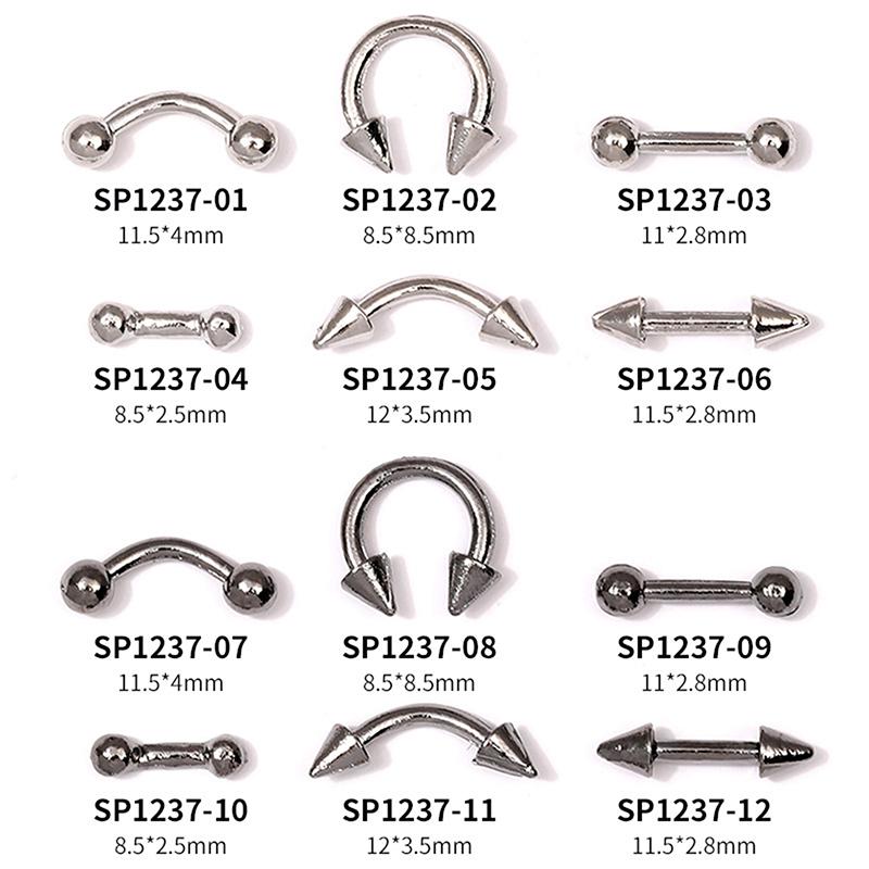 30 ks/krabička Černá/stříbrná slitina kovu ozdoby na nehty dekorace DIY 6 mřížek smíšené cool Y2K punkové doplňky pro nail art manikúra