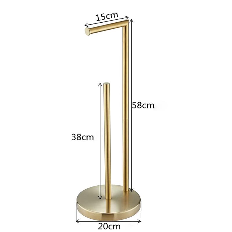 Freestanding Stainless Steel Tissue and Towel Holder with Storage, No-Drill Bathroom Toilet Paper Stand