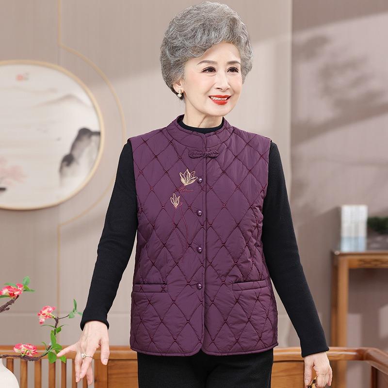Wear vest women's autumn and winter velvet vest old lady thermal vest