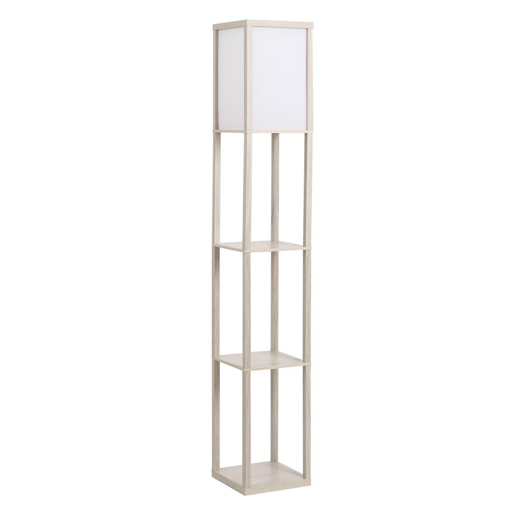 Floor Lamp with Shelves, Standing Light, Wood, 26 x 26 x 160 cm, for Living Room/Bedroom (Without Bulb)