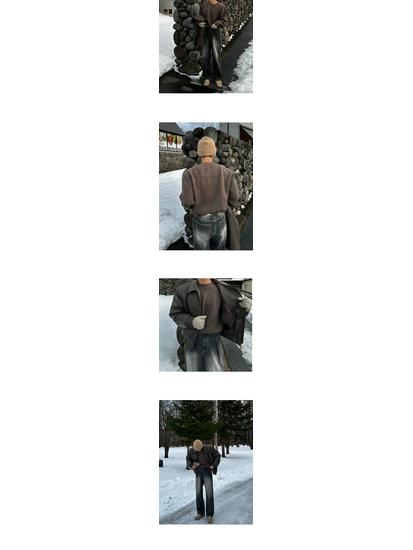 Men's Winter Thick Knit Pullover Sweater - Simple Round Neck Korean Style