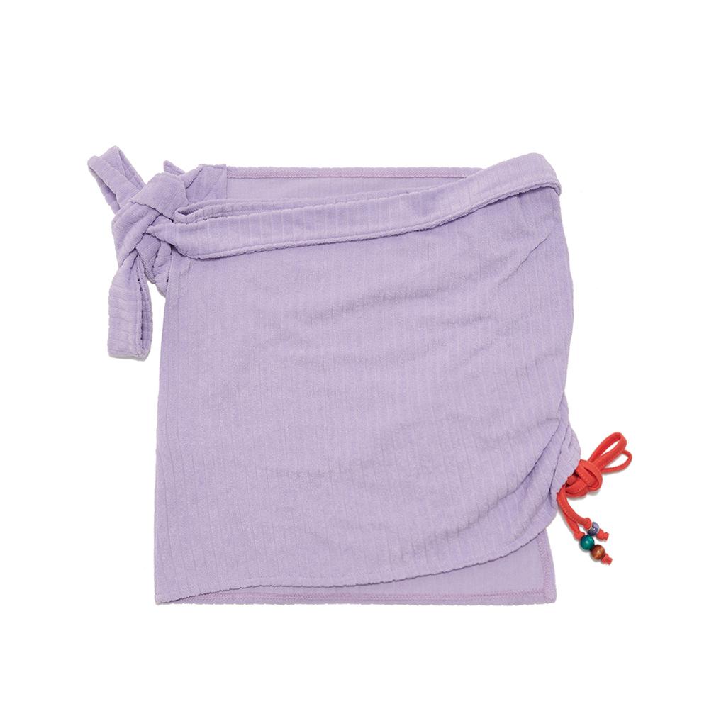 NAKED SURF CLUB Terry Shirred Mini Wrap Skirt (Purple)