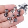 Black Rutile Quartz Round Cabochon – 8 mm Flat Back Gemstone for Jewelry Making