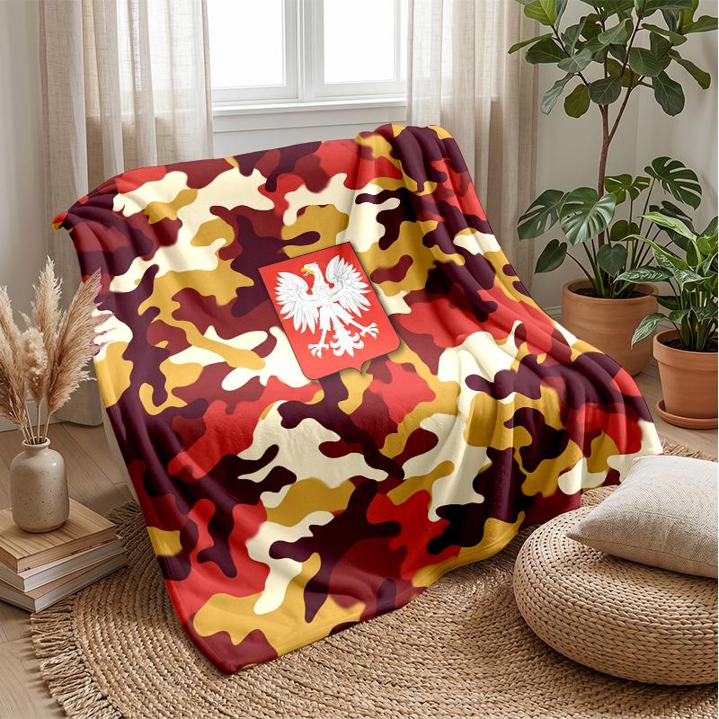 Poland Football Printed Flannel Blanket Skin Friendly Warm Decorative Throw for Indoor Couch Bed Daily Use