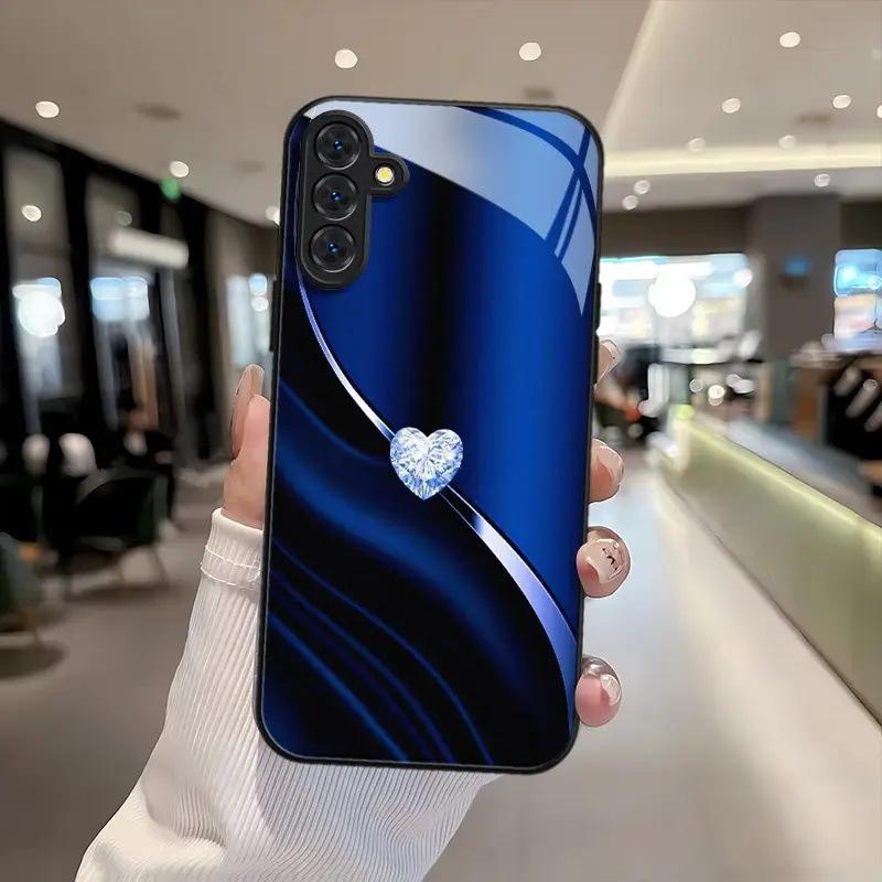 Foreign trade hot-selling model simple love Samsung S23 supreme version mobile phone case GalaxyS24PLUS glass protective case