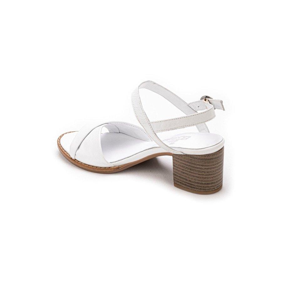 Damskie sandały na średnim obcasie z prawdziwej skóry