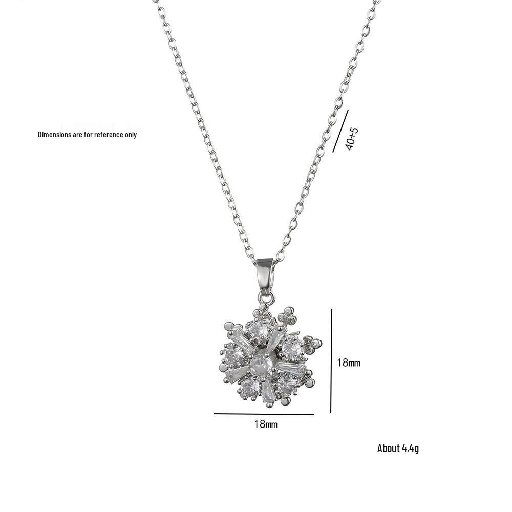 Women's Sparkling Diamond Snowflake Necklace - Fashionable Clavicle Chain with Unique Design