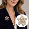 Lightweight Metal Brooch Maple Leaf Brooch, 3D Hollow Design Lapel Pin with Alloy Rhinestones, Anti-exposure Electroplating Badge for Coats