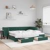 VidaXL Daybed with Trundle and Drawers Dark Green 90x200cm Velvet 3196741