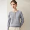 Autumn/Winter Simple Style Cashmere Sweater - Round Neck, Buttoned, Soft Knitwear, Loose Fit
