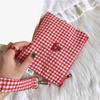 Cute Cherry Plaid Makeup Bag Storage Bag Travel Packaging Small Bag Large Capacity Makeup Coin Wallet